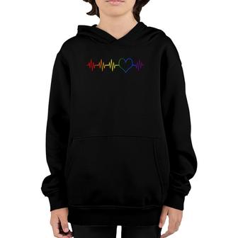 Lgbt Rainbow Heartbeat Funny Gay Pride Month Gift Men Women Youth Hoodie - Seseable