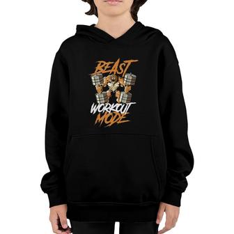 Lion Beast Workout Mode Lifting Weights Muscle Fitness Gym  Youth Hoodie