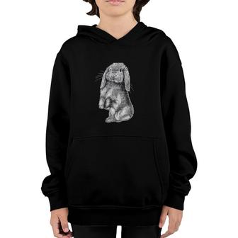 Lop Eared Bunny Rabbit Sitting Drawing Youth Hoodie | Mazezy