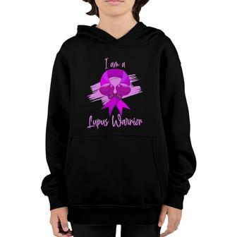 Lupus Warrior Purple Awareness May Month Ribbon Lupus Gift Youth Hoodie - Seseable