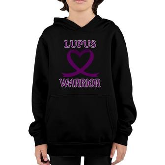 Lupus Warrior Purple Heart Ribbon Awareness Youth Hoodie - Seseable
