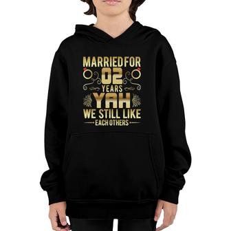 Married For 2 Years 2Nd Wedding Anniversary Youth Hoodie | Mazezy