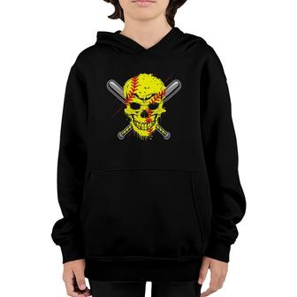 Matching Family Softball Skull Costume Halloween Funny Youth Hoodie - Seseable