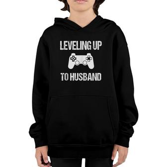 Mens Engagement Groom Video Game Lovers Leveling Up To Husband Youth Hoodie - Seseable