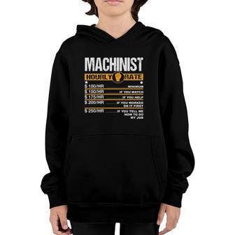 Mens Funny Machinist Hourly Rate Engine Driver Cnc Labor Rates Youth Hoodie | Mazezy