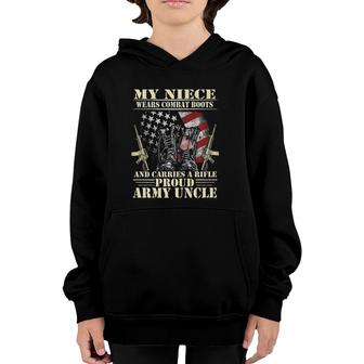 Mens My Niece Wears Combat Boots - Proud Army Uncle Veteran Youth Hoodie | Mazezy
