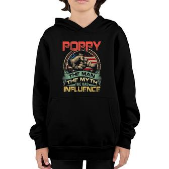 Mens Poppy The Man The Myth The Bad Influence American Flag Youth Hoodie - Seseable