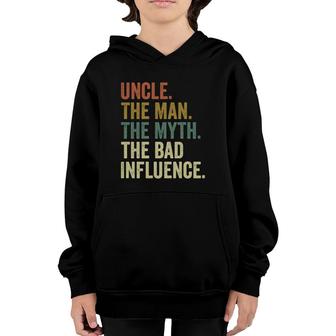 Mens Vintage Fun Uncle Man Myth Bad Influence Funny Youth Hoodie - Seseable