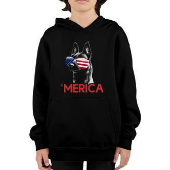 Merica Belgian Malinois American Flag 4Th Of July Youth Hoodie - Seseable
