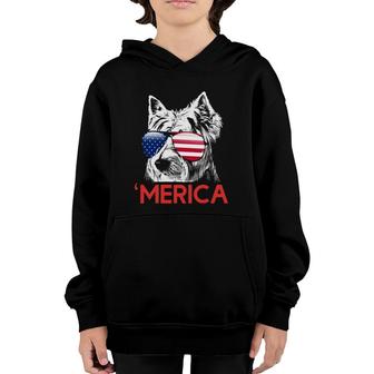 Merica Westie American Flag 4Th Of July Independence Day Youth Hoodie - Seseable