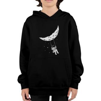 Moon Swing Man On The Moon - Space Astronomy Astronaut Youth Hoodie | Mazezy