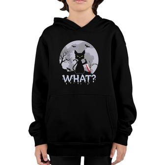 Murderous Cat With Bloody Knife Halloween What Youth Hoodie | Mazezy