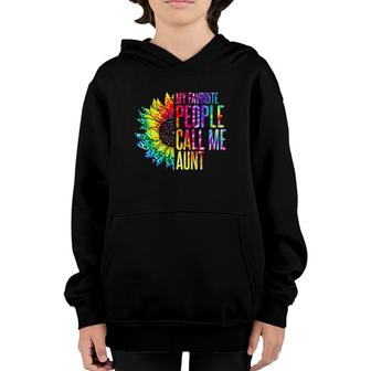 My Favorite People Call Me Aunt Sunflower Tie Dye Mother Day Youth Hoodie - Seseable