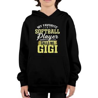 My Favorite Softball Player Calls Me Gigi Vintage Youth Hoodie - Seseable