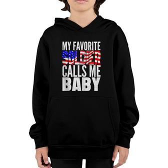 My Favorite Soldier Calls Me Baby - Proud Army Wife Husband Youth Hoodie - Seseable