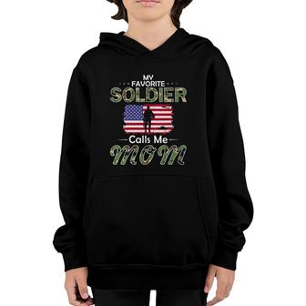 My Favorite Soldier Calls Me Mom-Proud Army Mom Youth Hoodie - Seseable
