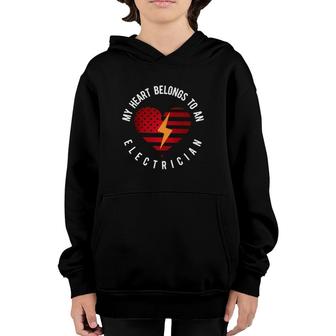 My Heart Belongs To An Electrician Present Wife Son Daughter Youth Hoodie - Seseable