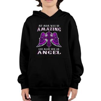 My Mom Was So Amazing God Made Her An Angel Pink Cross With Angel Wings Version Youth Hoodie - Seseable