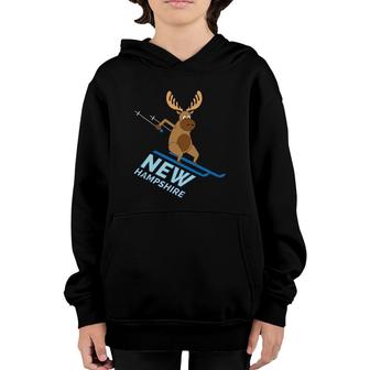 New Hampshire Nh Skiing Moose Winter Youth Hoodie | Mazezy