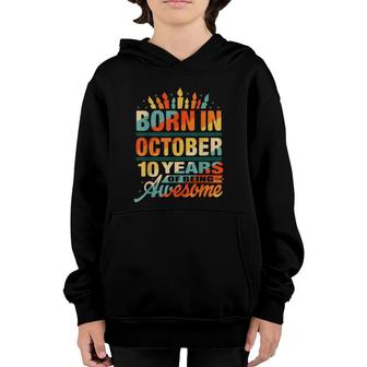 October 2011 10 Year Old 10Th Birthday Gift Candle Graphic Youth Hoodie - Seseable