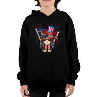 Owl American Flag 4Th Of July Independence Day Owl Lovers Youth Hoodie - Seseable