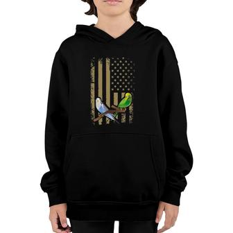 Parakeet Parrot Bird Usa America Flag Budgie Bird Lover Youth Hoodie | Mazezy