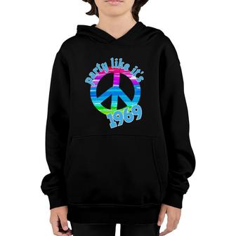 Party Like Its 1969 Vintage Retro Style Peace Sign Rainbow Youth Hoodie - Seseable