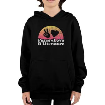Peace Love And Literature Vintage Retro Youth Hoodie - Seseable