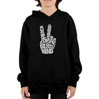 Peace Love Hand Sign Kindness Unity Day Retro Vintage Youth Hoodie - Seseable