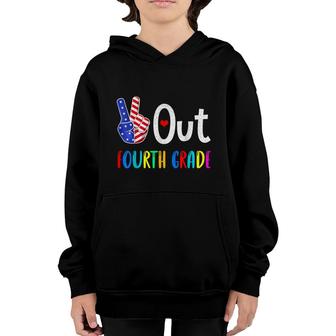 Peace Out Fourth Grade Last Day Of School 4Th Grade Us Flag Youth Hoodie - Seseable