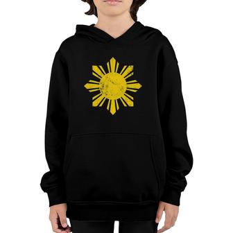 Philippines Flag Yellow Vintage Style Sun Filipino Youth Hoodie | Mazezy