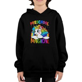 Preschool Magical Back To School Teacher Student Rainbow Unicorn Youth Hoodie - Seseable