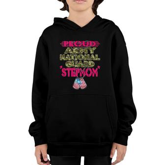Proud Army National Guard Stepmom Us Flag Dog Tag Stepmother Youth Hoodie | Mazezy