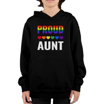 Proud Aunt Gay Pride Month Lgbt Ally Family Lesbian Unisex Youth Hoodie - Seseable