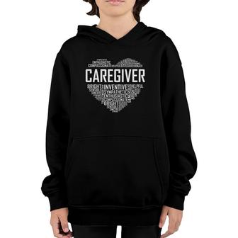 Proud Caregiver Heart Caregiver Nurse Appreciation Youth Hoodie - Seseable