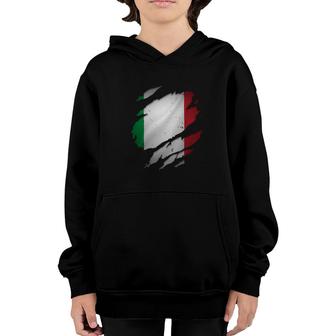 Proud Italian Fashion S Italia Torn Ripped Italy Flag Youth Hoodie - Seseable