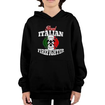 Proud Italian Fireman Italy Flag Firefighter Badge Youth Hoodie | Mazezy