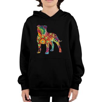 Psychedelic Trippy American Staffordshire Bull Terrier Lover Youth Hoodie | Mazezy