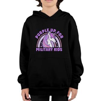 Purple Up For Military Kids Military Child Month Unicorn Youth Hoodie - Seseable