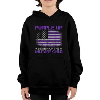 Purple Up For Military Kids Month Military Child Us Flag Youth Hoodie - Seseable
