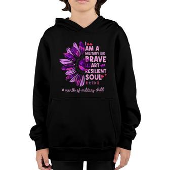 Purple Up For Military Kids Sunflower Military Child Month Youth Hoodie - Seseable