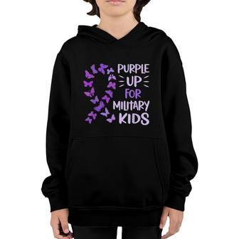 Purple Up Military Child Butterfly Military Brats Month Youth Hoodie - Seseable