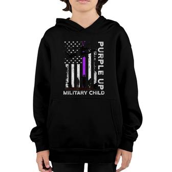 Purple Up Military Kids Military Child Month Us Flag Youth Hoodie - Seseable