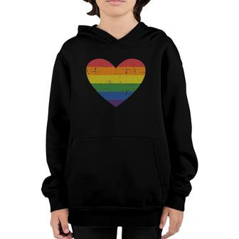 Rainbow Heart Flag For Gay And Lesbian Support Pride Month Youth Hoodie | Mazezy