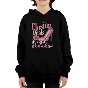Real Estate Agent Women Realtor High Heels Real Estate Youth Hoodie - Seseable