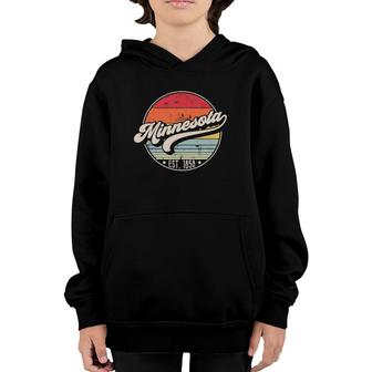 Retro Minnesota Home State Mn Cool 70S Style Sunset Youth Hoodie - Seseable