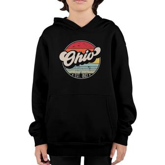 Retro Ohio Home State Oh Cool 70S Style Sunset Gift Youth Hoodie - Seseable