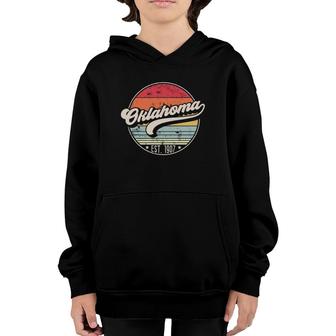 Retro Oklahoma Home State Ok Cool 70S Style Sunset Youth Hoodie - Seseable