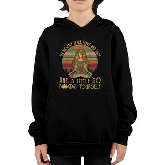 Retro Vintage Chakra Im Mostly Peace Love And Light Yoga Youth Hoodie - Seseable