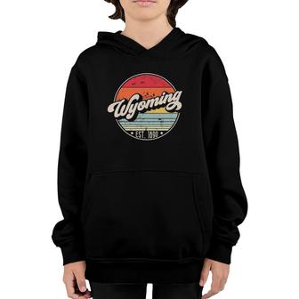 Retro Wyoming Home State Wy Cool 70S Style Sunset Youth Hoodie - Seseable